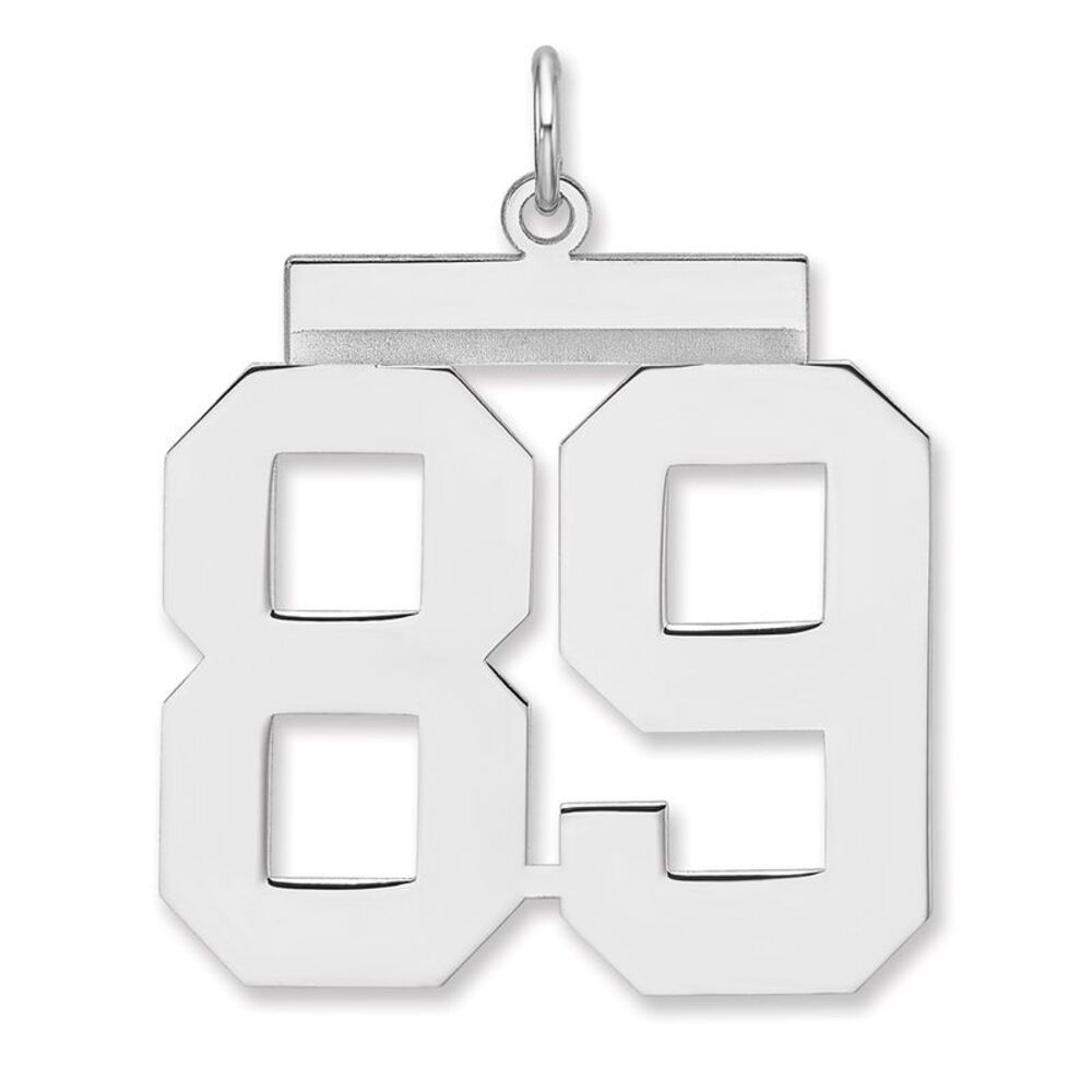 Sterling Silver, Athletic Collection, XL Polished Number 89 Pendant